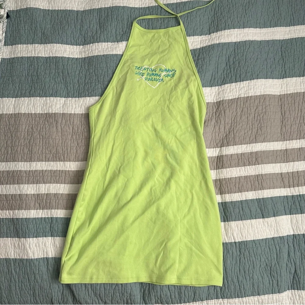 THE MAYFAIR GROUP x REVOLVE Halter Dress Green M/L Treating Humans Like Humans